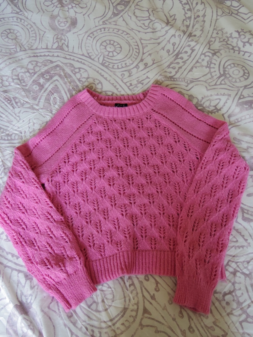 Pink Lace-Knit Women's Sweater
